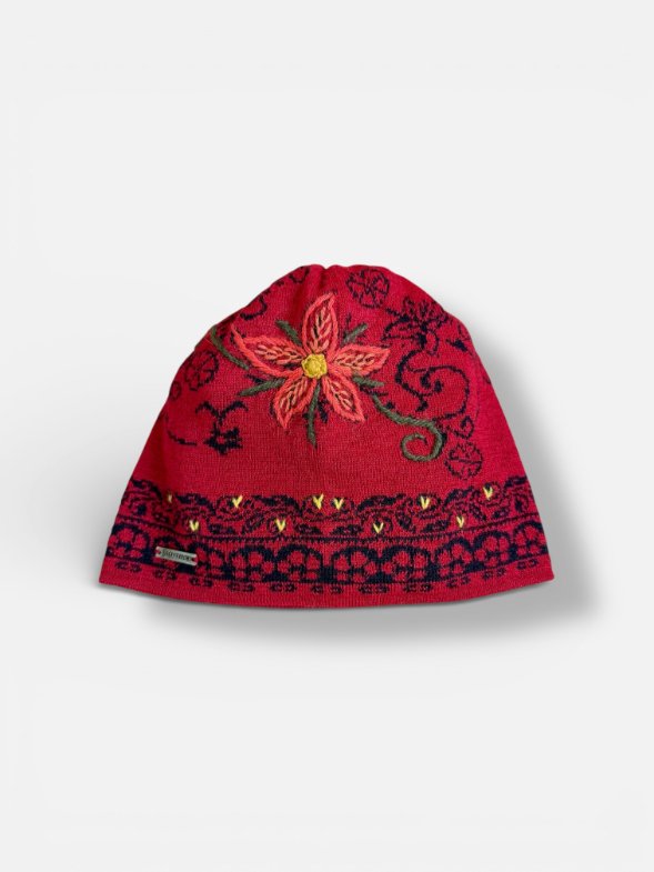 Hand-Embroidered Alpaca Beanie — Llama Butterfly